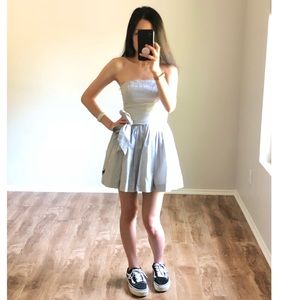 Stripped corset fit and flare dress